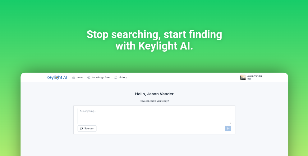 Stop searching, start finding with Keylight AI.